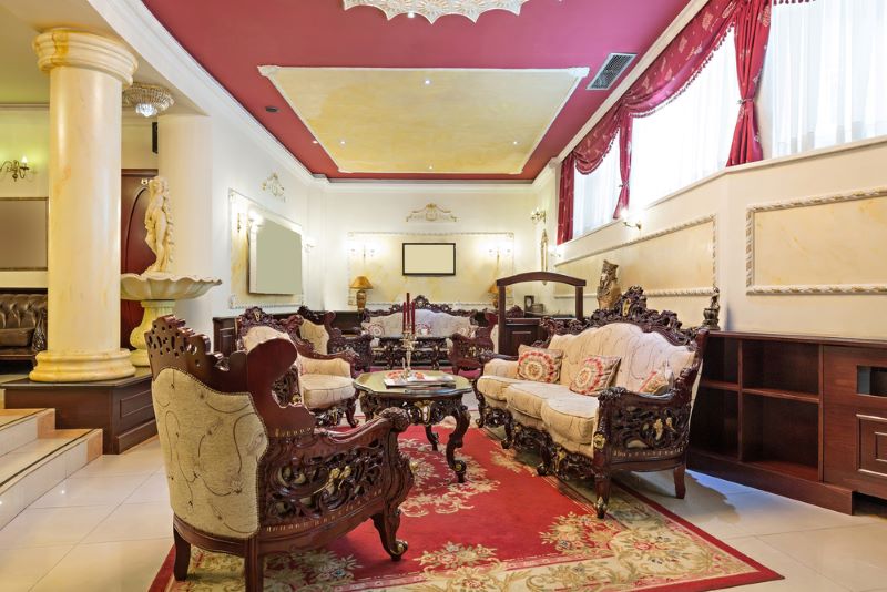 Imagen de la sala de estar de un hotel marroqui